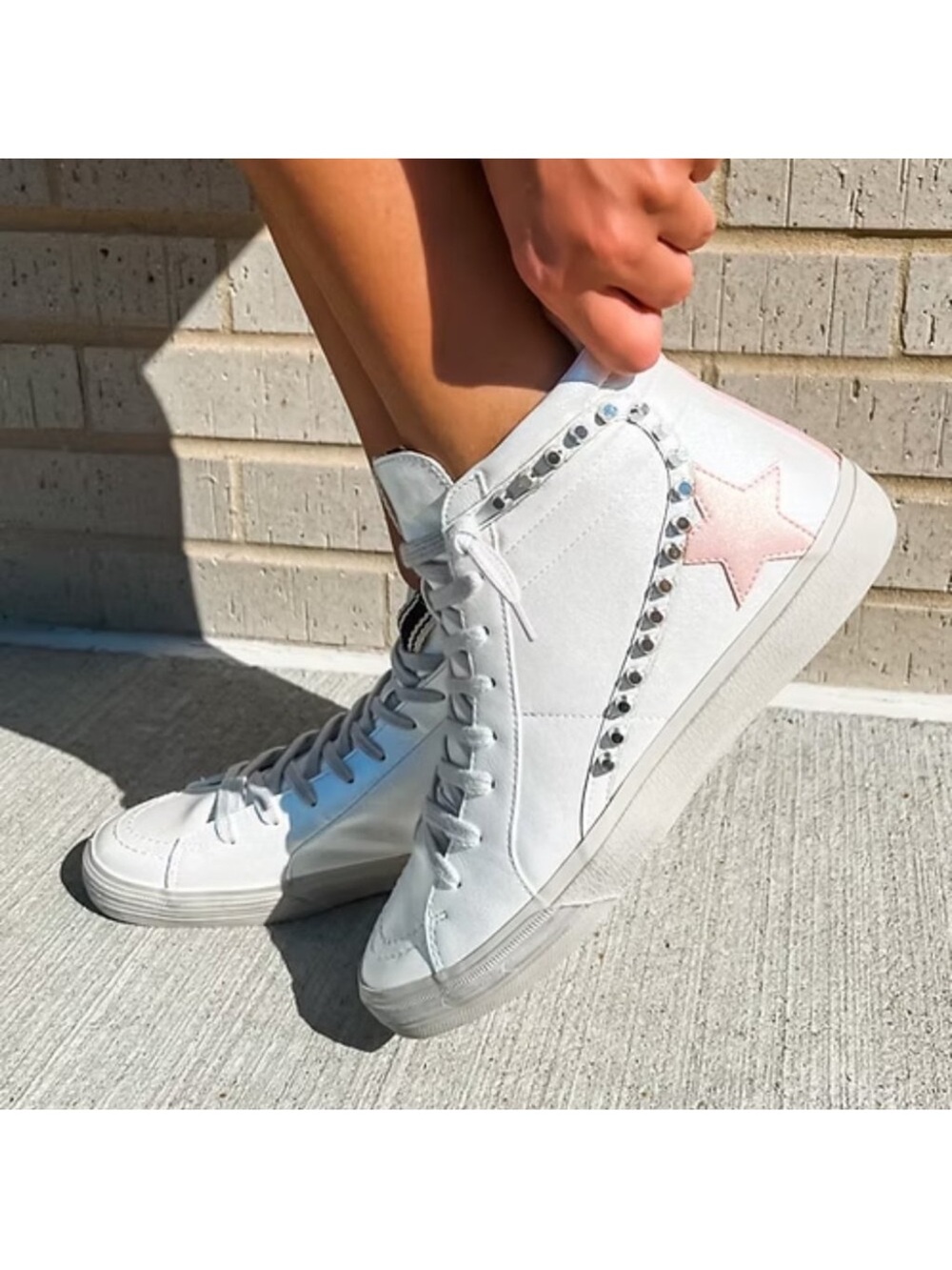 Shu Shop Riri Pearl Pink Star Hi-Top Sneakers 7.5